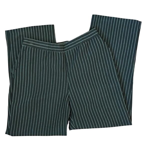 90s Y2K Vintage Roamans Black White Pinstripe Wide Leg Pants 10WP Soft Power - Picture 17 of 17